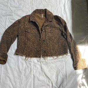 Free people cheetah print Jean jacket